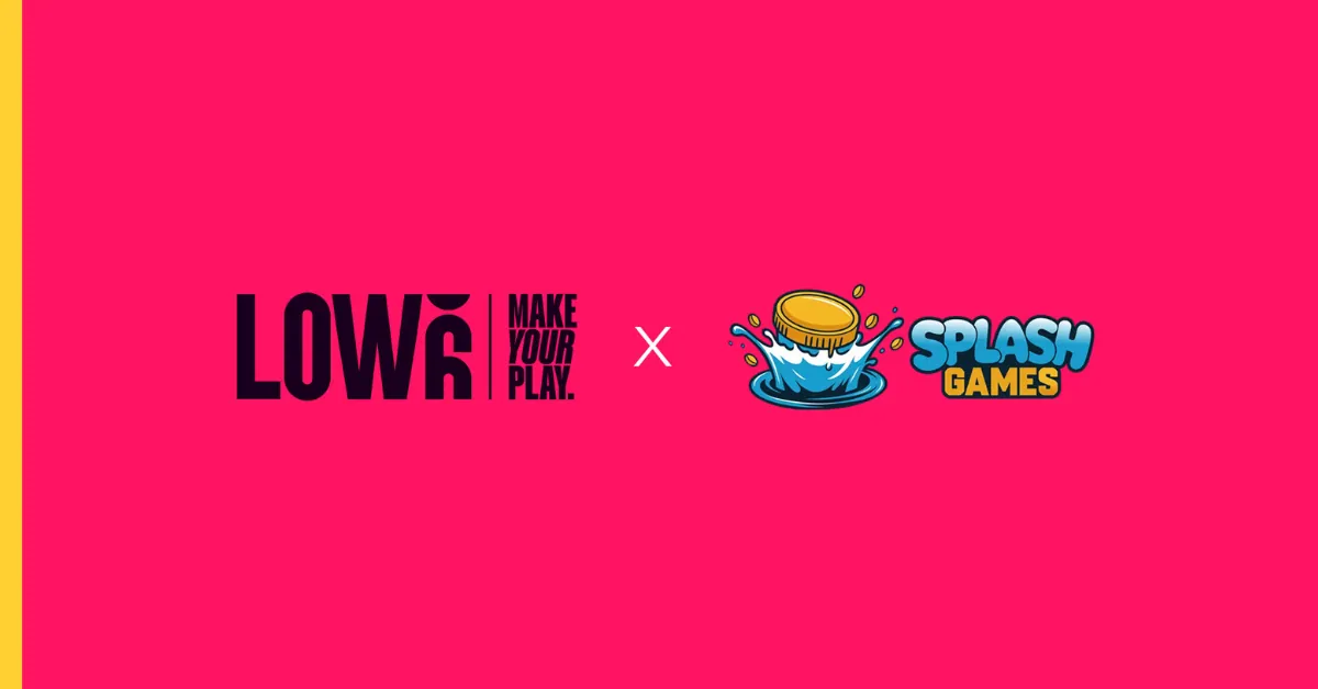 LOW6 and Splash Games branding on a pink background