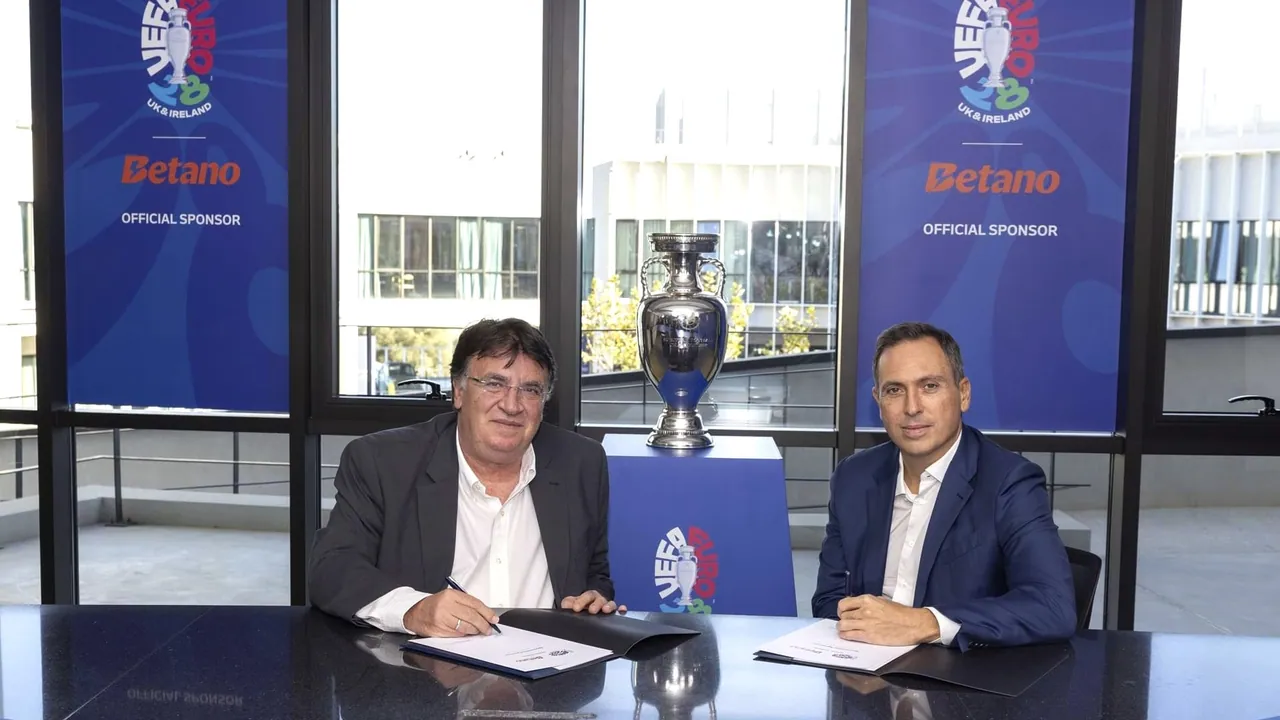 Representatives signing the UEFA and Kaizen Gaming sponsorship agreement